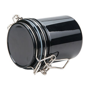 <b>Food</b> Grade Bottom Thickening Design Stainless Steel Lock Black <b>PET</b> Sealable Jar - Product Image 2