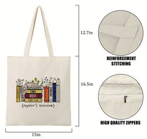 Sacs fourre-tout promotionnels populaires en toile de coton écologique réutilisables avec poche intérieure et logo personnalisé - Product Image 2