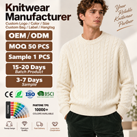 Pull en tricot pour homme avec logo personnalisé, col rond, manches longues, couleur unie, décontracté, en coton, style oversize