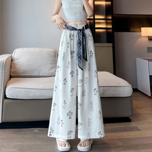 <span class=keywords><strong>Pantalones</strong></span> de <span class=keywords><strong>Verano</strong></span> para <span class=keywords><strong>Mujer</strong></span>, Finos, Holgados, de Cintura Alta, con Estampado Floral, con Cordones, <span class=keywords><strong>Pantalones</strong></span> Anchos Casuales para Dama - Product Image 6