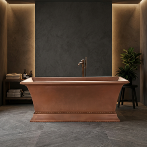 Bañera Ovalada Independiente de Cobre con Acabado Antiguo Moderno sin Tapa para Baño en Casa - Product Image 3