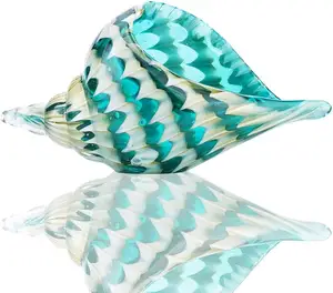 Personalización de fábrica Concha Marina soplada a mano Hermosa decoración del hogar Concha de Arte de vidrio hecha a mano