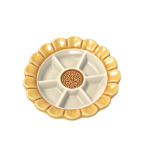 Assiette de service en céramique en forme de tournesol, plateau en céramique à compartiments multiples pour l'agencement de collations, noix, condiments et aliments