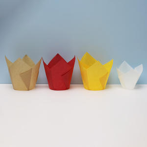 Vasos desechables de papel para hornear, vasos de <span class=keywords><strong>tulip</strong></span>án marrón para cupcakes, pasteles, magdalenas - Product Image 4