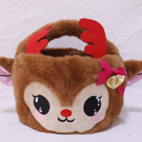 Nouveau Panier en Tissu Peluche Renne de Pâques 2025 avec Plastique PE, Mignon, Couleur Bonbon, Blanc, Multifonctionnel pour Enfants