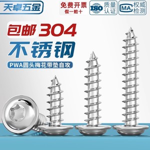 304 Stainless Steel Torx Pan Head Tapping Screw With Washer Metric Wood Screw M3 M4 M5 Anti-Theft Security Screw - Product Image 2