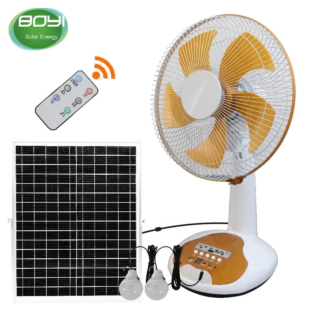 Battery Operated Solar Powered 12 Inch Rechargeable Outdoor Solar Panel Fan With Remote