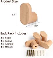 Crochets muraux en bois Minimalisme moderne Crochets en bois Support de crochet mural en bois naturel