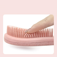 Ensemble de brosses de massage du cuir chevelu en paille de blé personnalisées, 3 pièces, rose, noir, blanc, kit de peignes avec démêloir, essentiels pour la coiffure