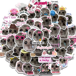 Autocollant en <span class=keywords><strong>vinyle</strong></span> imperméable et durable, motif souriant de hamster, souris mignonne, amusant, écologique, esthétique, Kawaii, pour ordinateur portable et bagages - Product Image 6