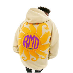 Sudadera con capucha de algodón con estampado en relieve, con cremallera completa, de forro polar grueso para hombre, con proceso de estampado 3D en relieve - Product Image 6
