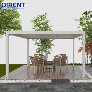 Couleur de revêtement en poudre personnalisé 4*4m 4*6m pergola à persiennes en métal pergola motorisée en aluminium <span class=keywords><strong>avec</strong></span> système de porte coulissante - Product Image 3