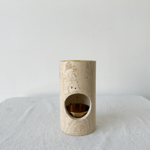 SH STONE ménage 90mm blanc Mable Onyx moderne poli 1 an cylindre marbre brûleur à huile essentielle bougeoir bougeoir cubique - Product Image 5