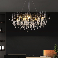 Lustre en cristal noir en forme de goutte de pluie, style nordique de luxe, branche d'arbre, pour hôtel, salon, chambre à coucher, décoration intérieure