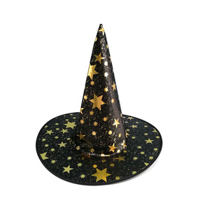Sombrero de <span class=keywords><strong>Mago</strong></span> de estrella de cinco puntas para Halloween, sombrero de bruja de bronce para niños y adultos, hecho de tela - Product Image 3