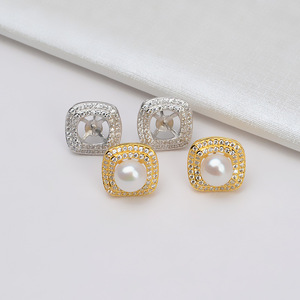 Wenchi S925 <b>Silver</b> Butterfly <b>Earrings</b> with Personalized <b>Pearls</b> DIY Accessories Empty Holder for Female China - Product Image 1