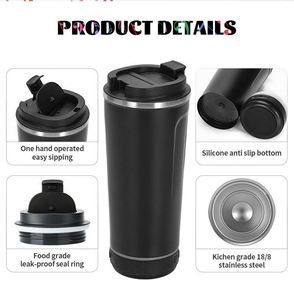 Gobelets isothermes en acier inoxydable Bluetooth personnalisés en gros avec affichage de la température 18oz, haut-parleur extérieur intégré - Product Image 3