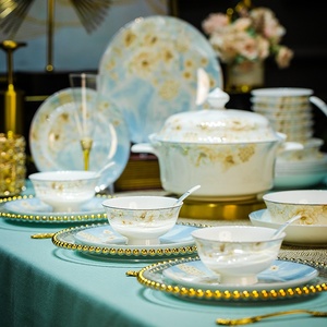 Service de table en céramique de Jingdezhen, ensemble de bols et assiettes en porcelaine fine pour la maison, petit coffret cadeau assorti - Product Image 3