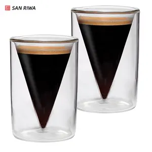 Double Walled Clear Sublimation Glass Tea Cup Set Small Coffee Mug Cafe Latte Espresso or Cappuccino Beverages Mugs