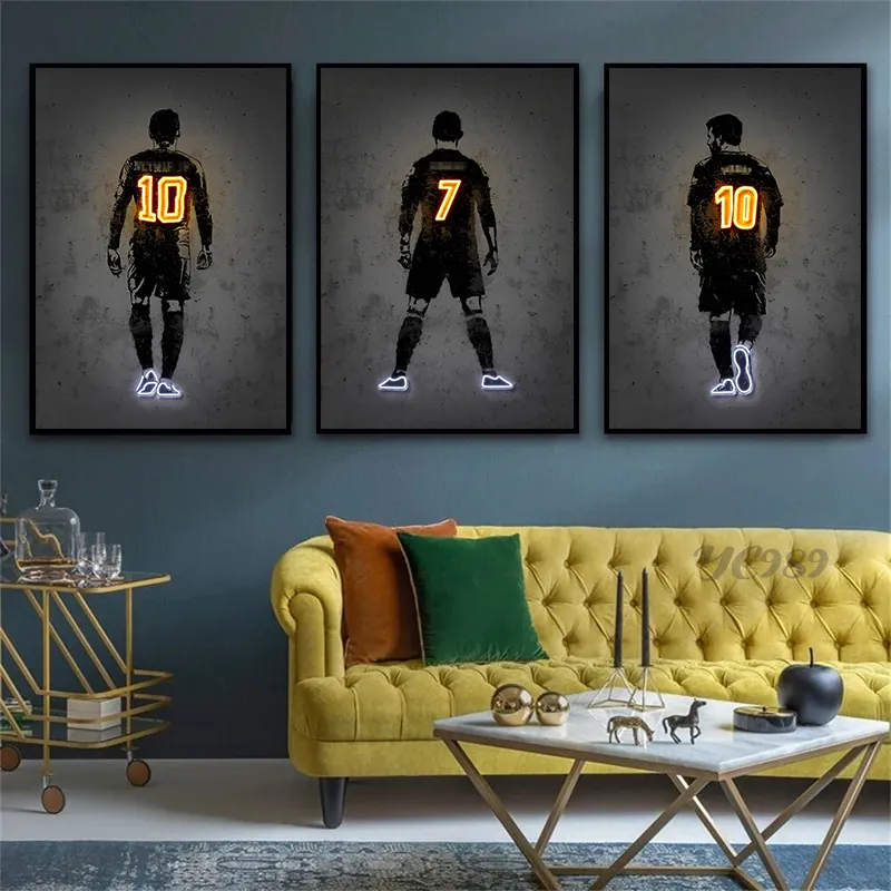 Décor à la maison Football Star vue arrière affiche impression abstraite toile peinture décor photo football mur affiche art toile