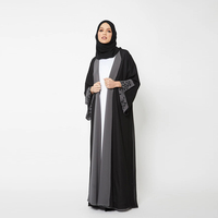 Kaftan de couleur unie pour femmes musulmanes, robe de dubaï, paillettes perlées, accessoires Khaliji, à volants, Abayas Abay, 2022