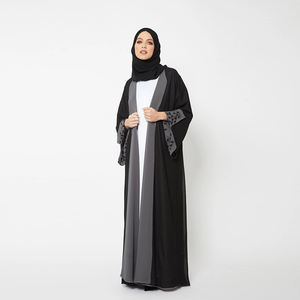 Kaftan de couleur unie pour femmes musulmanes, robe de dubaï, paillettes perlées, accessoires <span class=keywords><strong>Khaliji</strong></span>, à volants, Abayas Abay, 2022 - Product Image 4