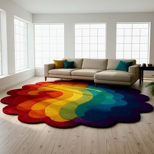 Colorful <b>Rainbow</b> Abstract Area <b>Rug</b> Modern Tufted Soft Carpet Artistic Living Room Bedroom Floor Mat Unique Designer Home Decor - Product Image 2