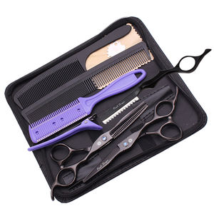 Ensemble de ciseaux de barbier, kit complet de coiffure, acier japonais, ciseaux droits, ciseaux à effiler, peigne, outils multiples, usage en salon et à domicile, 1011KC - Product Image 3