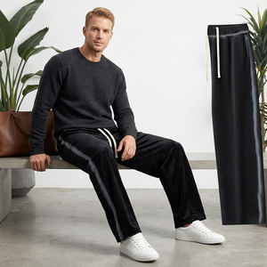 Street Style Plain Dyed Midweight Sweatpants 350g Drawstring Fleece <b>Trousers</b> Straight <b>Jogger</b> Outdoor Casual Men Sports - Product Image 4