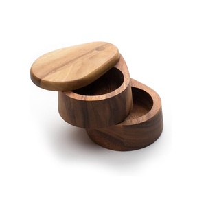Salière en bois d'acacia avec design pivotant à double couche, boîte à épices <span class=keywords><strong>gourmet</strong></span> en bois de fer - Product Image 4