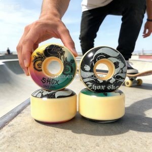 Roues de skateboard en polyuréthane moulé professionnelles en gros, forme double rocker, dureté 102A, logo personnalisé, pour marché noir - Product Image 3