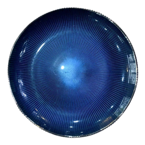 Nuevos Platos de Presentación de Lujo al por Mayor para Decoración de Mesa, de Vidrio Azul/Dorado con Borde Dorado para Bodas - Product Image 1