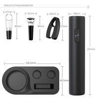 Ensemble cadeau de vin automatique, tire-bouchon électrique avec base de rangement pratique