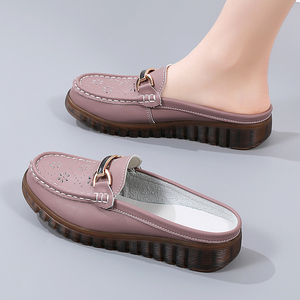 Chaussures plates décontractées pour femmes, à semelle souple, faciles à enfiler, légères, <span class=keywords><strong>tendance</strong></span>, pantoufles d'extérieur avec dessus en cuir microfibre, toutes saisons - Product Image 3