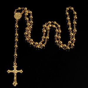 Collar <span class=keywords><strong>de</strong></span> Rosario Religioso con Cuentas en Forma <span class=keywords><strong>de</strong></span> Bola <span class=keywords><strong>de</strong></span> 6 mm, Cadena <span class=keywords><strong>de</strong></span> Eslabones <span class=keywords><strong>de</strong></span> Aleación Chapada en Oro para <span class=keywords><strong>Compromiso</strong></span>, Collar <span class=keywords><strong>de</strong></span> Cuentas <span class=keywords><strong>de</strong></span> Moda Católica - Product Image 5