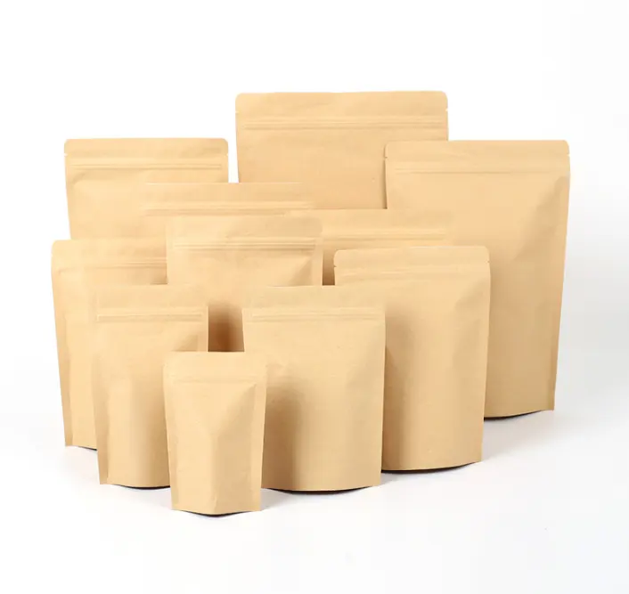 שקיות נייר קמעונאיות במחיר סביר למזון ותה שקיות נייר קראפט זיפלוק לעסקים