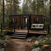 Maison préfabriquée contemporaine avec grande véranda, maison modulaire pour hôtel, jardin et usage commercial