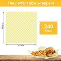 Paquet de variétés Feuilles de papier ciré sec à carreaux Doublures de sandwich en papier, doublures de panier alimentaire