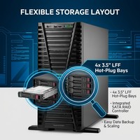 Serveur Tour HPE ProLiant ML110 Gen11 Neuf, Intel Xeon Bronze 3408U, 16 Go DDR5, 4 LFF, pour Petites Entreprises et Bureaux