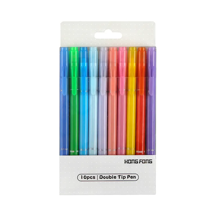 Plastik sert kutuları paketi 12 renk çift uçlu işaretleme kalemleri, sanat su renk kalem seti