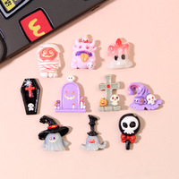 Breloques fantômes d'Halloween en résine, accessoires DIY, fournitures artisanales pour coques de téléphone, pinces à cheveux, breloques pour chaussures