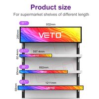 Écran publicitaire VETO LCD 16,4 23,1 29 35 37 37,8 pouces, écran LCD étiré Android pour l'extrémité des rayonnages en magasin de détail
