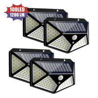 Lampe solaire à 100 LED avec détecteur de mouvement, imperméable conforme à la norme IP65, éclairage d'extérieur, applique murale, produit de haute qualité, idéal pour un jardin
