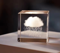 Cube de cristal 3D créatif, artisanat en cristal naturel, ornements en forme de nuage cubique pour souvenir, cadeau délicat