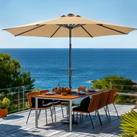 Parasol de terrasse moderne pour cour avec mécanisme d'inclinaison à bouton, manivelle manuelle, imperméable, en fibre de verre, pour 3 personnes