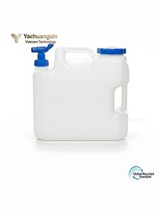 Conteneur de stockage d'eau portable de 5 L avec robinet pour le camping et l'utilisation en extérieur, matériau PP, blanc avec bouchon bleu - Product Image 2