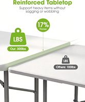Banc de patio pliable en plastique de 6 pieds, aucun assemblage requis, résistant à l'eau, avec poignée de transport, verrou de sécurité, portable