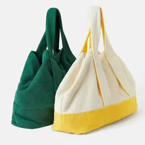 उच्च-स्ट्रीट शानदार नए संग्रह टेरी कपड़ा हैंडबैग तौलिया कपड़े समुद्र तट बैग