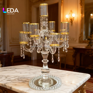 LEDA Chandeliers de mariage en cristal Cylindres en verre Décorations de centres de mariage pour banquets de mariage - Product Image 1