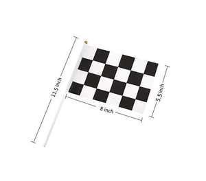 งานปาร์ตี้กีฬาตกแต่ง8X5.5นิ้วสีขาวตาหมากรุกแข่งธงโพลีเอสเตอร์ด้วยพลาสติกมือถือติดสำหรับการแข่งขันรถ - Product Image 2